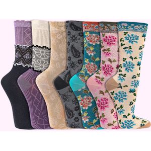 Romantische damessokken | maten 35-38 en 39-42 | verschillende kleuren | per 6 paar