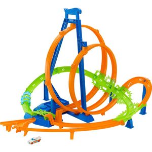 Hot Wheels - Baanset - Met 5 crashzones - Met gemotoriseerde booster en 1 Hot Wheels auto - Racebaan