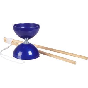 BS Toys Diabolo Rubber - Buitenspeelgoed voor Kinderen - Vanaf 6 Jaar - Inclusief Houten Stokjes - Blauw