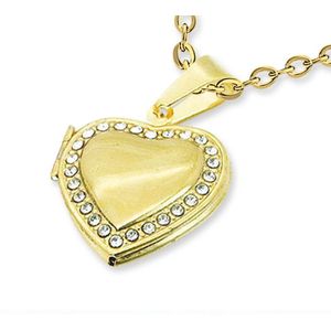 Amanto Ketting Esin Gold - 316L Staal - Hart - Medaillon - 24x21mm - 45cm