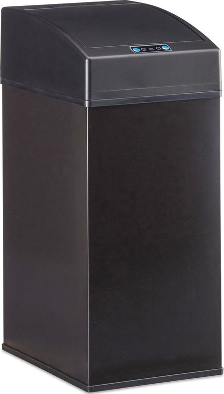Relaxdays sensor prullenbak - 7 liter - automatisch - met binnenemmer en hengsel - 35x15x20 cm - zwart