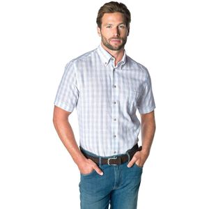 Ledub - Geruit Overhemd - Blauw - Katoen/Linnen - Korte Mouw