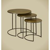 RENEW Iron side round table w alu top - set of 3