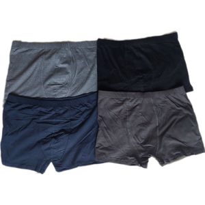 Boxershort - Heren - Set Van 4 - Effen - Kleur Zwart/Donkerblauw/Donkergrijs/Lichtgrijs - Grote maten - Maat XL - Cadeau - Kerst