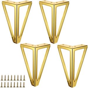 4 stuks metalen meubelpoten, 15 cm gouden meubelpoten, meubelpoten, vervangende driehoekige meubelpoten, kastpoten, hairpin poten, meubelpoten met schroeven voor salontafel, tv-kast, bankpoten