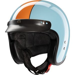 Redbike - RB-801 - Retro Jethelm - Gulf Kleuren - Hoogwaardig Glasvezel