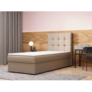 InspireME - Boxspring Bed 05 - Luxe en Comfort - Inclusief Topmatras - Verkrijgbaar in Meerdere Maten - Boxspringbed 05 (Cappuccino - Hugo 23, 90x200 cm)