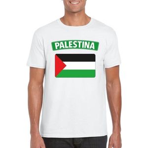 T-shirt met Palestijnse vlag wit heren M