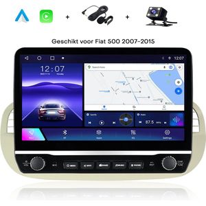 Boscer - BSCR-DW2S - Autoradio - Wit/Beige - 9 Inch HD Navigatiesysteem - Geschikt voor Fiat 500 2007-2015
