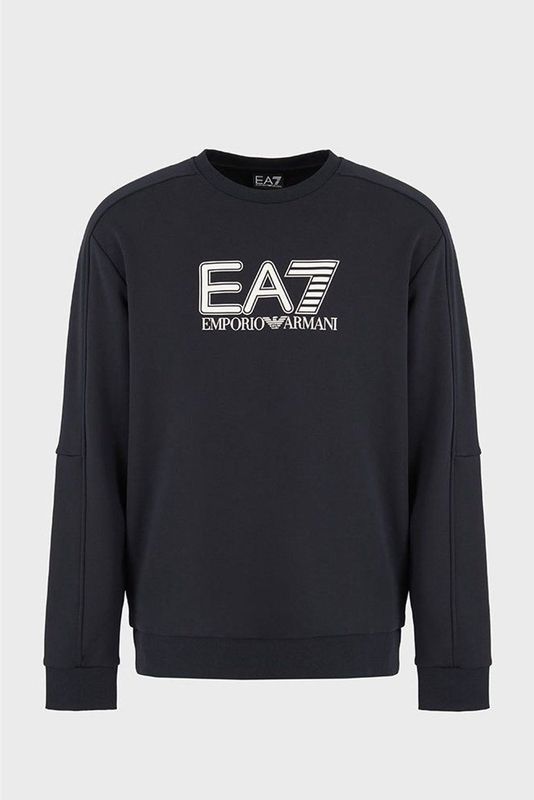 EA7 Emporio Armani - 6DPM01-PJVTZ - Sweatshirt - Zwart - Oversized Pasvorm - Fleece 310 g/m²