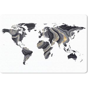Bureau mat - Wereldkaart - Verf - Goud - 60x40