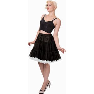 Supervintage supermooie volle zachte petticoat rok Zwart met wit - XL / 2XL - valt op de knie - elastische verstelbare taille - carnaval - feest