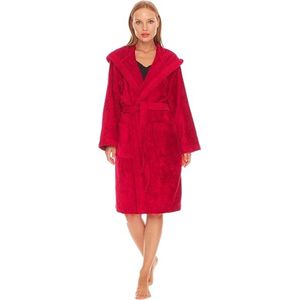 Korte damesbadjas met capuchon, hoge kwaliteit ochtendjas van fluweel, zachte en absorberende badstofdoc van 100% biologische catoen, Oeko-Tex Made in Green & GOTS-gecertificeerd