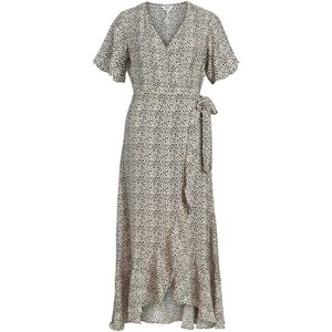 Object Leonora Sel S/s Wrap Long Dress 126 Jurken Dames - Kleedje - Rok - Jurk - Zand - Maat 34