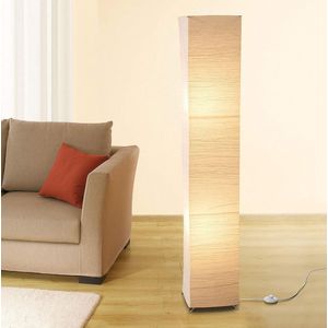 Moderne LED Vloerlamp met Rijstpapier Lampenkap - Hoekige Beige Staande Lamp voor Woonkamer - Inclusief 2x E14 LED-lampen