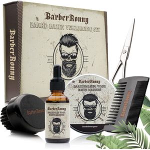 BarberRonny - Baard Verzorging Set - Baardkit - Baardolie - Baardbalsem - Baardborstel - Baardkam
