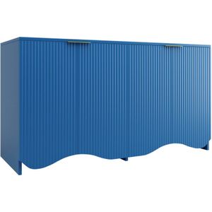 Dressoir (140×40×85cm), buffetkast, kasten, eetkamer woonkamer opbergkasten, vrijstaande kasten, keukenmeubilair, golfpatroonontwerp, blauw