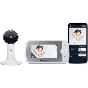 Babyfoon voor baby's - WiFi-videobabyfoon met camera - Smartphone-app - Magnetische houder - Groot bereik - Tweerichtingsaudio - Digitale zoom - Kamertemperatuur - Slaapliedjes - Nachtzicht