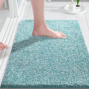 JGS ® Zachte en Absorberende Badmat voor Douche en Bad, Antislip, Gemakkelijk Wasbaar, Paars & Wit