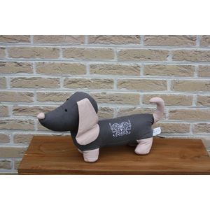 Deco Pluche Hond Tekkel met roze oren