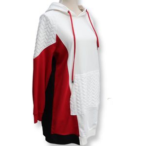 Dames mode - Hijab Kleiding - Dames Tuniek - Sweatshirt - Met hodie - Maat S/M - Kleur wit-rood-zwart