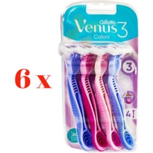 6 x Gillette Simply Venus 3 Plus - 4 stuks - Wegwerpscheermesjes