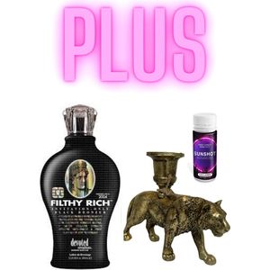 Devoted Creations Filthy Rich 360 ml PLUS Tijger Kandelaar Bronze PLUS Collagen Sunshot