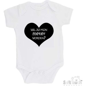 100% katoenen Romper ""Wil je mijn meter worden?"" Unisex Katoen Wit/zwart Maat 62/68