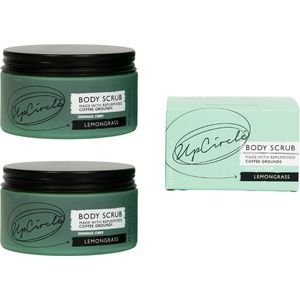 UpCircle Body Scrub - Hergebruikte koffieprut – Citroengras - 220 ml - 2 stuks