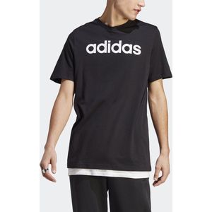 adidas Sportswear Essentials Single Jersey Linear Geborduurd Logo T-shirt - Heren - Zwart- XL