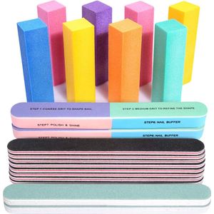 MALEZO Nagelvijl set - Nagelvijlen - Nagel vijl - Bufferblok - Nagelblok - Blokvijl nagels - Nagel Buffer - Polijstblok nagels - Manicure set XL