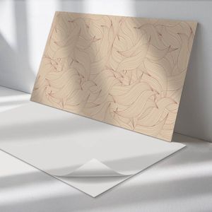 Wallfluent Vinyl Wandpaneel - Golvend lijnpatroon Wandpaneel PVC - 120 cm x 60 cm - Beige Vinyl Wandpaneel - Set van 1 - Rechthoekig Wandbekleding Vinyl - Texturen Wandpaneel - Zelfklevend Wandpaneel - Wandpaneel Keuken en Badkamer