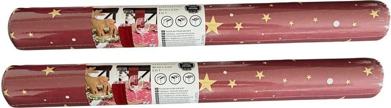 Airlaid - Kerst Tafelloper 3-in-1 - Bordeauxrood - 40 x 320 cm - 2 Rollen
