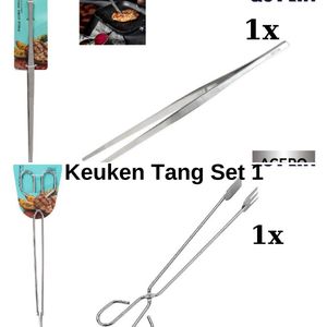 Quttin-Keukentang-Vleestang-Serveertang-BBQ tang-Barbecuetang-Keukentang RVS- 30 cm en 35 cm