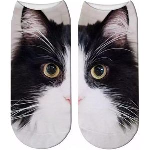 Twee-delige enkelsokken Kat - kattensokken - fotoprint enkelsokken - Unisex - Maat 36-41