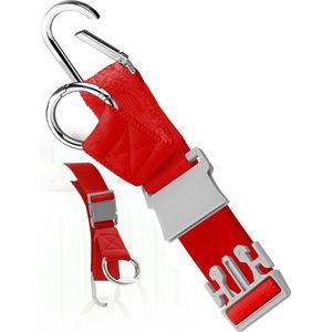 Goodivery ® Bagageriem, kofferriem, elastische jasgrijper met klittenbandsluiting met D-ringhaak en gesp, riem voor kleine onderdelen, riem, reisaccessoires, houdt je handen vrij, zinnober