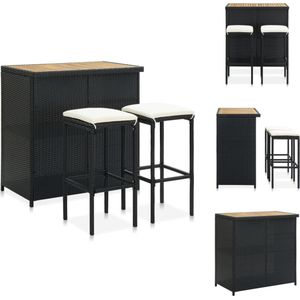 vidaXL Barset - Barsets - Bar Set - Bar Sets - 3-delige Barset poly rattan zwart