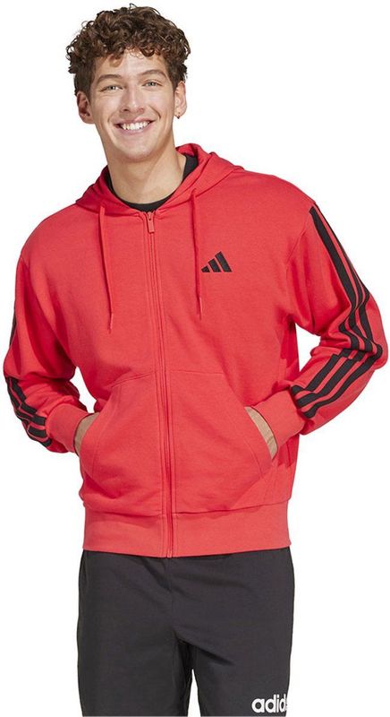 adidas - Essentials 3 Stripes - Sweatshirt - Zwart - Met Rits