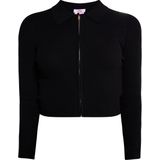 myMo - Kort Vest - Zwart - Viscosemix - Ribgebreide Look