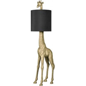 Light & Living - Giraffe Vloerlamp Goud Brons - Inclusief Velvet Zwart Kap - 44x33,5x184 cm - Design Dierenlamp binnen