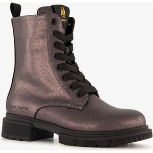 Hush Puppies dames metallic veterboots grijs - Maat 39 - Uitneembare zool