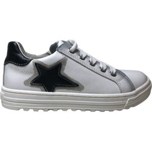 Naturino Mt 33 veter/rits zwarte ster lederen sneakers Kokie Wit Grijs
