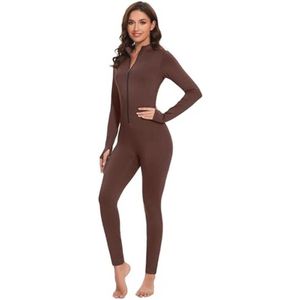 Dames Sport Jumpsuit Lang Strak met Hoge Kraag voor Yoga
