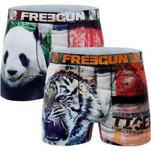 Freegun jongens boxershorts microvezel - 2-pack - maat 116/128 - Tijger/Panda