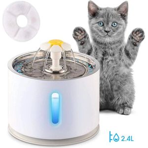 Gran Vida® - Kattenfontein - Automatisch en Stil - 2.4L Capaciteit - LED Verlichting - Stil en Zuinig - USB Aangedreven Drinkfontein - Staal