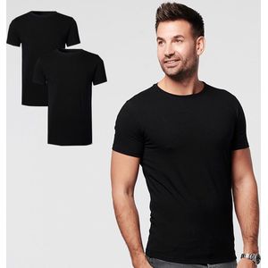 SKOT Fashion T-shirt heren round neck Black 2-pack - zwart - Maat XXL