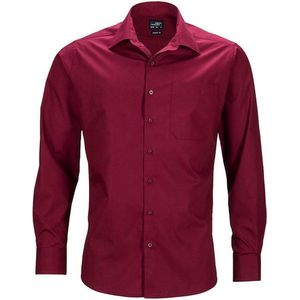 James and Nicholson Heren Longsleeve Zakelijk Shirt (Wijn)