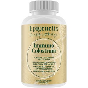 Epigenetix - Immuno Colostrum - 60 premium capsules - Versterk uw immuniteit met natuurlijke afweer, rijk aan immunoglobulinen, PRPs en lactoferrine, 100% natuurlijk colostrum van hoge kwaliteit, verhoogt vitaliteit en weerstand tegen infecties