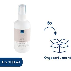 Abena Zinkspray Voordeelverpakking- Ongeparfumeerd - 6 x 100 ml - 10% Zinkoxide - Gevoelige Huid Behandelen Zonder aan te Raken - Vegan