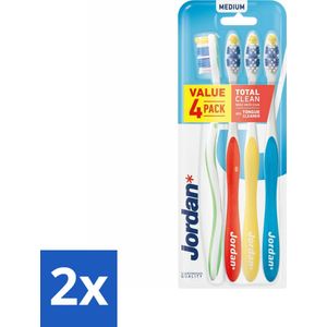 Jordan Tandenborstel Total Clean Medium 4-pack 4 stuks per verpakking - Voordeelverpakking - 2 stuks